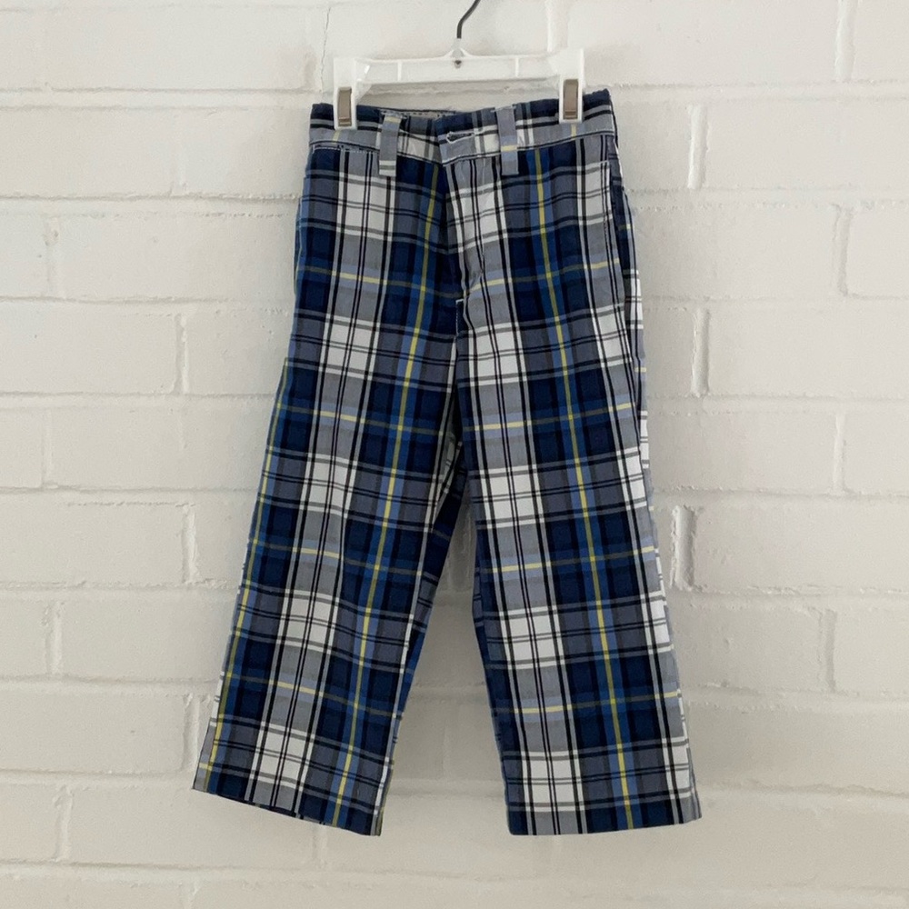 Gap Boys Size 3 Spring Classic Blue Plaid Pants Trousers